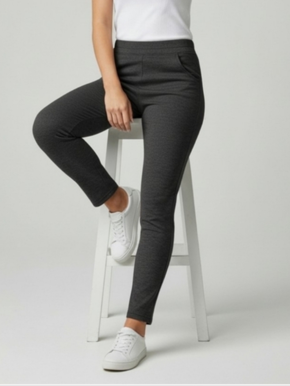 Honeylove Ever Ready Charcoal Black High-Waist Pull-on Pants M